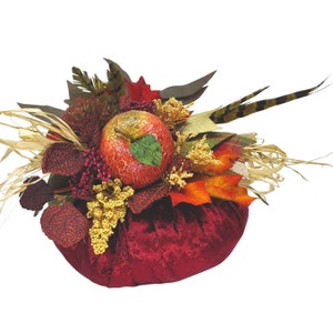 Fall centerpiece, Pumpkin centerpiece, Fall decor, Floral arrangement, Mantel, Table top, Farmhouse, Velvet Pumpkin, Turquoise Pumpkin