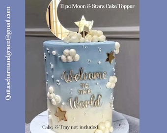 11 pc Baby Moon & Stars Cake Topper