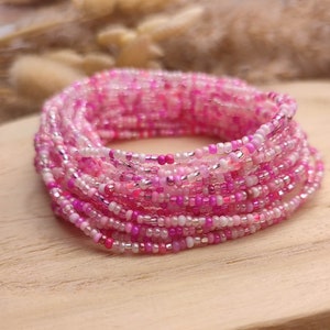 Pink Wrap Bracelet, 88&quot; Long Seed Bead Stretch Bracelet, Delicate Layered Bracelet, 12X Wrap Bracelet, Necklace, Anklet Bracelet