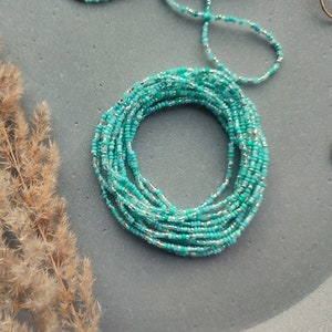 Turkos wrap-armband, 225 cm långt stretcharmband med fröpärlor, fint pärlarmband, 12-pack wrap-armband, halsband, fotlänksarmband