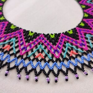 Beaded Collar Necklace, Original Modern Ruff, Colorful Unique Sylianka, Folk Collar Necklace, Geometric Pattern Necklace