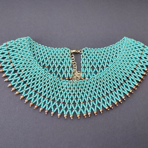 Turkos halsband, originell modern Sylianka, folklig uttalande halsband, pärlhalsband med unika smycken, etniska smycken