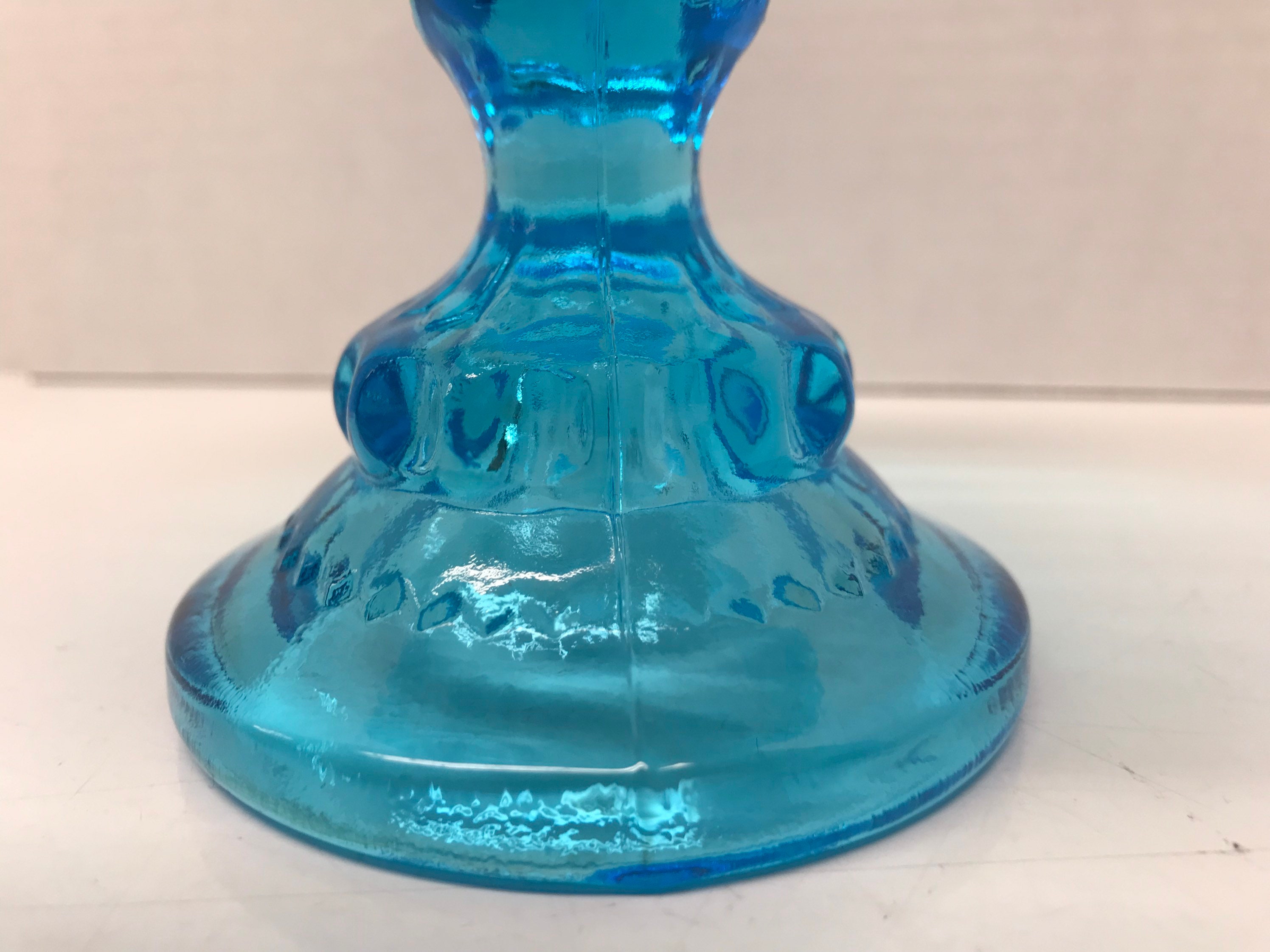 Vintage Light Blue Glass Kings Crown Pedestal Compote Open Etsy