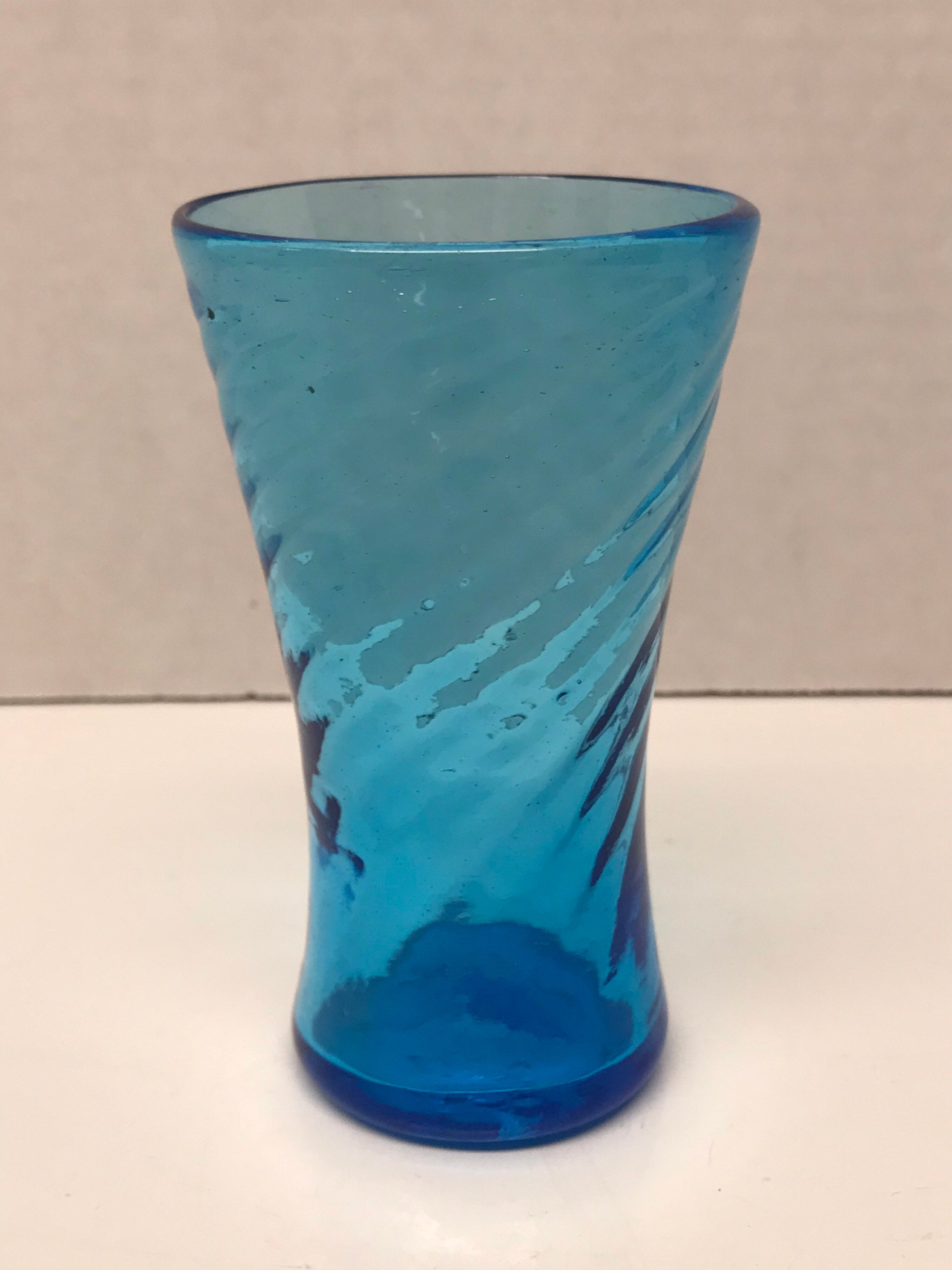 Vintage Light Blue glass bud vase Etsy