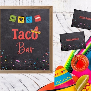 Taco Bar Digital Download Kit, Cinco de Mayo Taco Party Digitale Schild und Zelt Karten für ein Taco Buffet oder eine Fiesta Verschiedene Größen und Formate