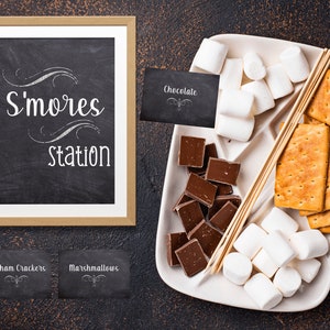 S&#39;mores Station Digital Download Kit, S&#39;mores Bar Sign and Tent Cards for a Smores Party, Fourth of July, cookout, BBQ or wedding