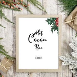 Hot Cocoa Bar Digital Sign Kit - Beinhaltet 8x10 und 5x7 Schild, sieben Zeltkarten inklusive einer blanko Karte, pdf und jpg Dateien, direkter Download