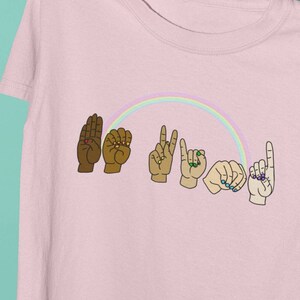 ASL Be Kind Rainbow Tshirt, Rainbow Tshirt, Deaf Pride Shirt, Pride Shirt, Sign Language Shirt, Be Kind Shirt