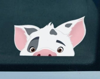 Naklejka samochodowa Peeker Pig Polynesian / Peekaboo Window Bumper Vinyl Disney Luggage Laptop Jumbo Waterbottle Vinyl Sticker Puaka Car Sticker Moana