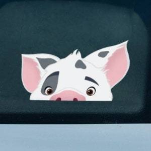 Polynesian Pig Peeker Car Decal / Peekaboo Window Bumper Vinyl Disney Luggage Laptop Jumbo Waterbottle Vinyl Sticker Puaka Car Sticker Moana