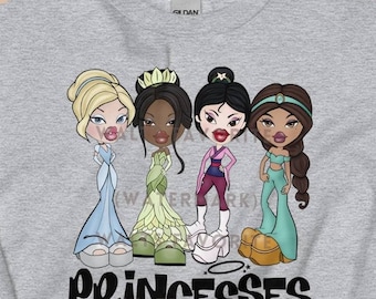 Princess Brats Sweatshirt, 2k Aesthetic, Cartoon Princesses