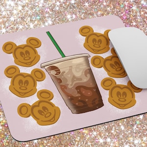 Mickey Waffle Mouse Pad, Mickey Waffles and Iced Coffee, Mickey Waffle Home Decor, Mickey Waffle Office Decor