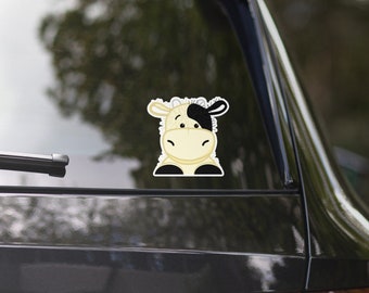 Stuffed Cow Peeker Car Decal, Peekaboo Bumper Sticker