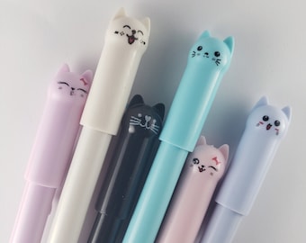 Cat Pen ~~~ Kawaii chat, stylos mignons, papeterie kawaii, stylos kawaii, journal de balle, bujo, stylos gel, planificateur, stylos planificateur, fournitures scolaires