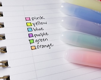 Bright Highlighter Set of 6 ~~~ bujo pens, cute pens, stationery, kawaii, bullet journal, gel pens, planner, writing supplies, school