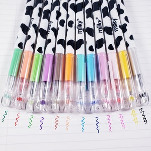 Colorful Cute Diamond Gel Pen Candy Color Milky Cow Pens Set Writing Kawaii  Stationery School Office Supplies Set of 12 Colors (Milky Cow) 