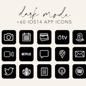 IOS15 App Icons iOS14 App Icons iPhone App Icons pack, iPhone Home Screen Icons, Black Aesthetic, ios14 App Icon Covers, App icons Pack image 1