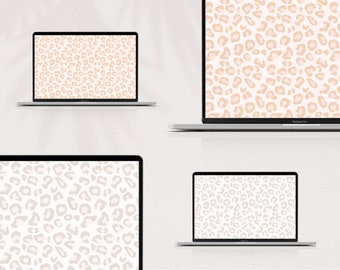 Leopard Minimalistic Desktop Wallpaper for Mac | Warm Neutral Desktop Wallpaper, Macbook Wallpaper, Macbook Background, Minimalist Wallpaper