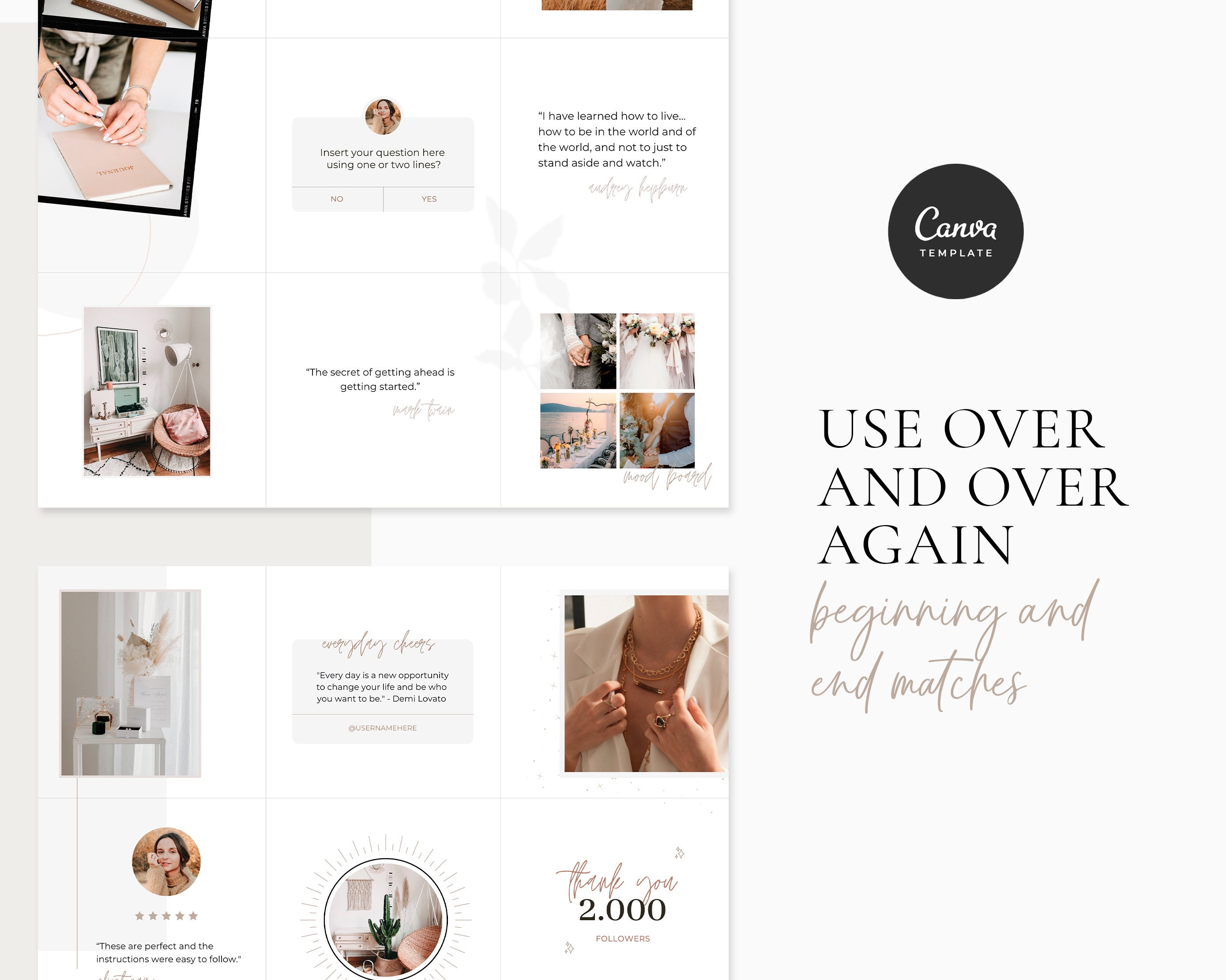 Neutral Instagram Grid Feed Template Canva Instagram - Etsy