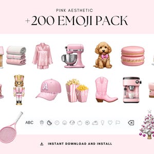 iOS18 Pink Emojis Stickers Aesthetic | +200 Light Pink Aesthetic iPhone Emojis | iOS18 Apple Stickers iMessage - Cute Cocotte Pink Emojis
