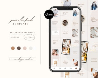 Instagram Grid Feed Template CANVA, Reminder Post, Instagram Puzzle Feed Template, Instagram Feed, Canva Templates, Instagram Post Feminine