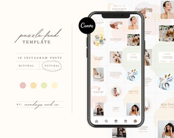 Instagram Post Grid Feed Template CANVA |  Reminder Post, Instagram Puzzle Feed Template, Skincare Instagram Post, Engagement Instagram Post