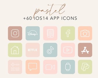 IOS15 App Icons iOS14 iPhone PASTEL Aesthetic | 62 App Pack, ios 14 icons, ios14 Home Screen Icons, App Icons, iOS14 Pastel Aesthetic