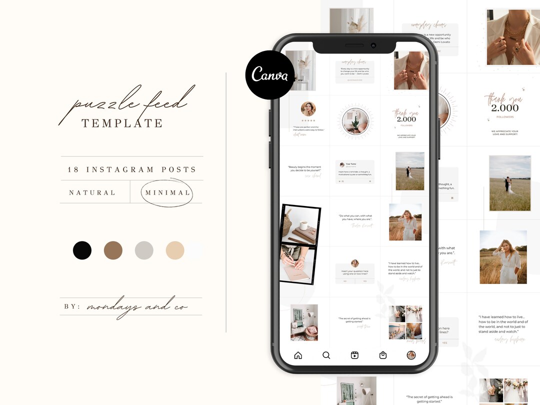 Neutral Instagram Grid Feed Template Canva Instagram - Etsy
