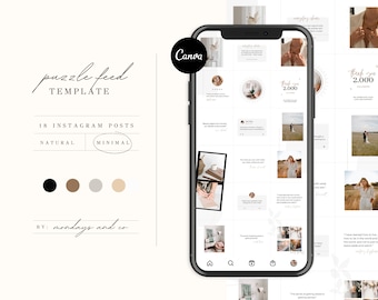 Neutrale Instagram Grid Feed Vorlage | Canva Instagram Template, anpassbares Puzzle Feed, Instagram Reminder Post Template, modernes Grid IG