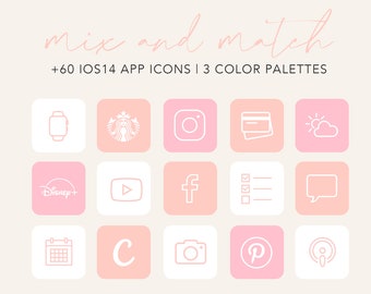 IOS15 App Icons iOS14  iPhone App BUNDLE | App Pack 3 colors, iPhone App Icons, Home Screen Icons, Peach Pink App Icons Aesthetic Cover