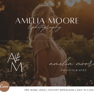 Photography Logo Editable Minimalist Logo, Premade Watermark Logo Photography, Logo Kit Template, Calligraphy Logo | Instant Download