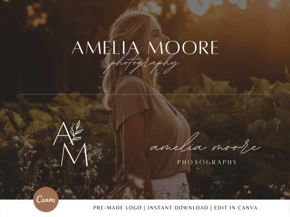 Minimalist Photography Logo: Editable Watermark Template (Instant Download)