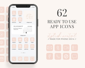 IOS15 App Icons iOS14 iPhone App Neutral Pastel Blush Aesthetic | App Pack, Home Screen icons, App Icon, App Icon Cover, Minimalist iOS