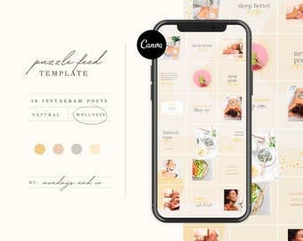 Instagram Grid Feed Template CANVA | Erinnerungspost, Instagram Puzzle Feed Vorlage, Feed Theme, Engagement Post, Wellness Instagram Post