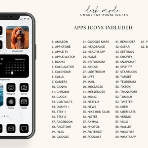 IOS15 App Icons iOS14 App Icons iPhone App Icons pack, iPhone Home Screen Icons, Black Aesthetic, ios14 App Icon Covers, App icons Pack image 3