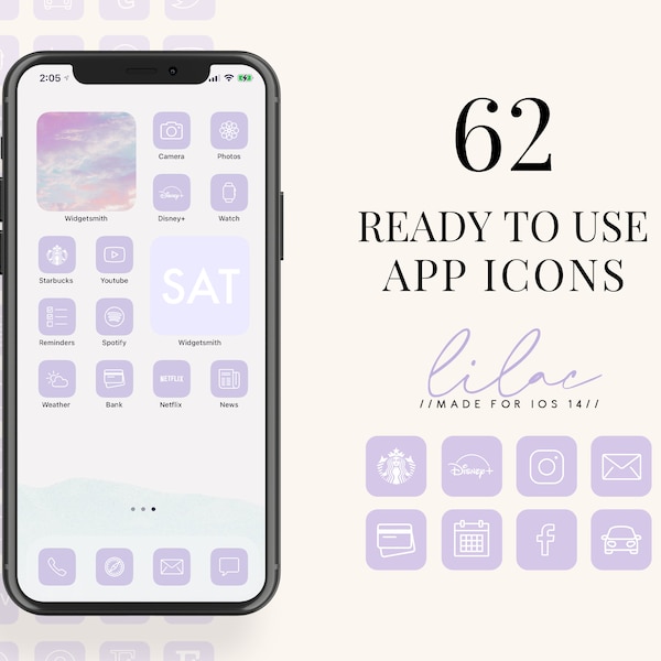 IOS15 App Icons iOS14 iPhone Aesthetic |  iOS App Icon Pack, Pastel Purple iOS14 icons, iOS14 Home Screen Icons, App Icons Aesthetic