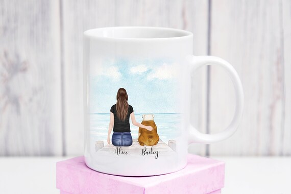 personalised girl and dog mug