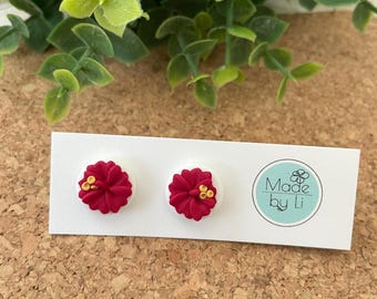 Handmade Polymer Clay Flor de Maga Stud Earrings | Puerto Rican Flower
