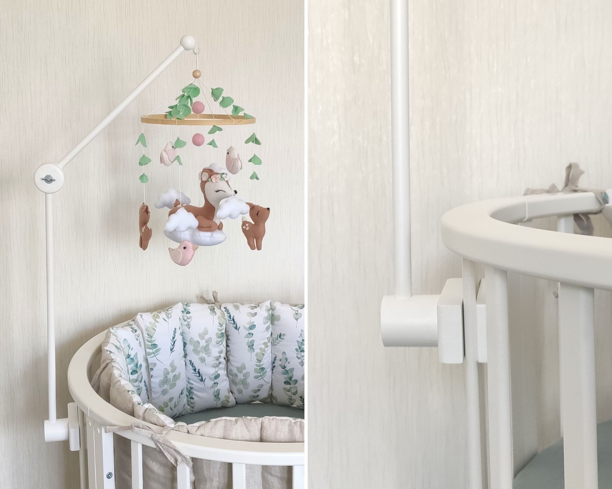 Crib mobile arm wooden mount for mobile hanging Natural wood Etsy