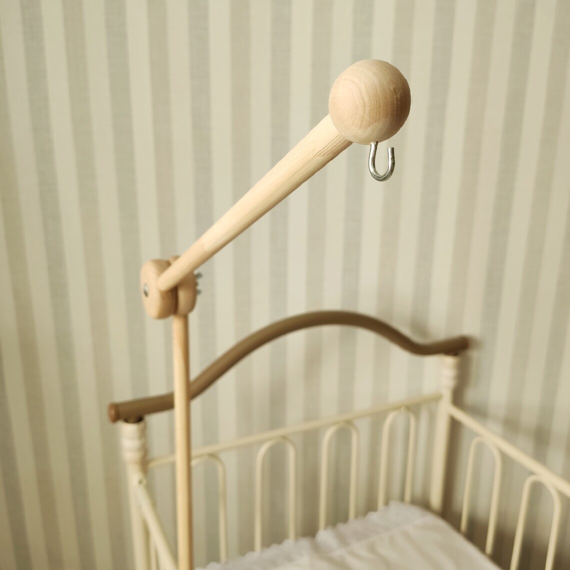 Natural wood crib mobile arm wooden mount for mobile hanging Etsy