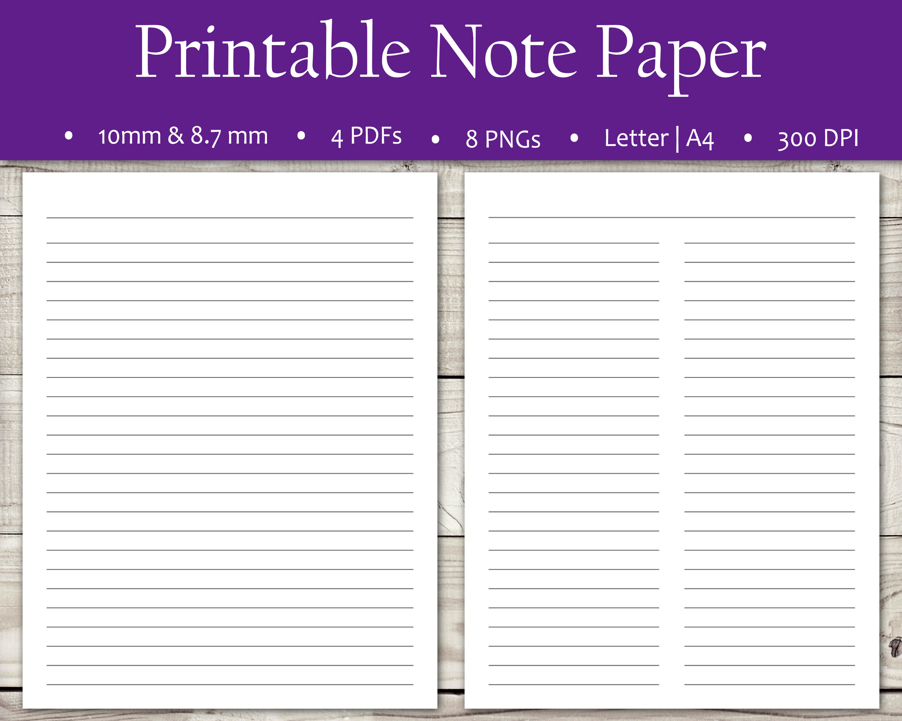 printable simple lined note paper png instant digital etsy