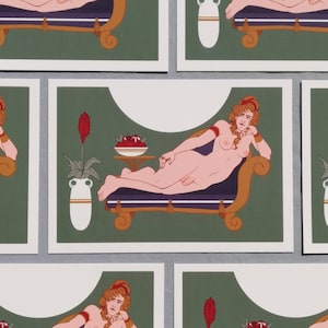 A6 soft touch Antique Transfem green print