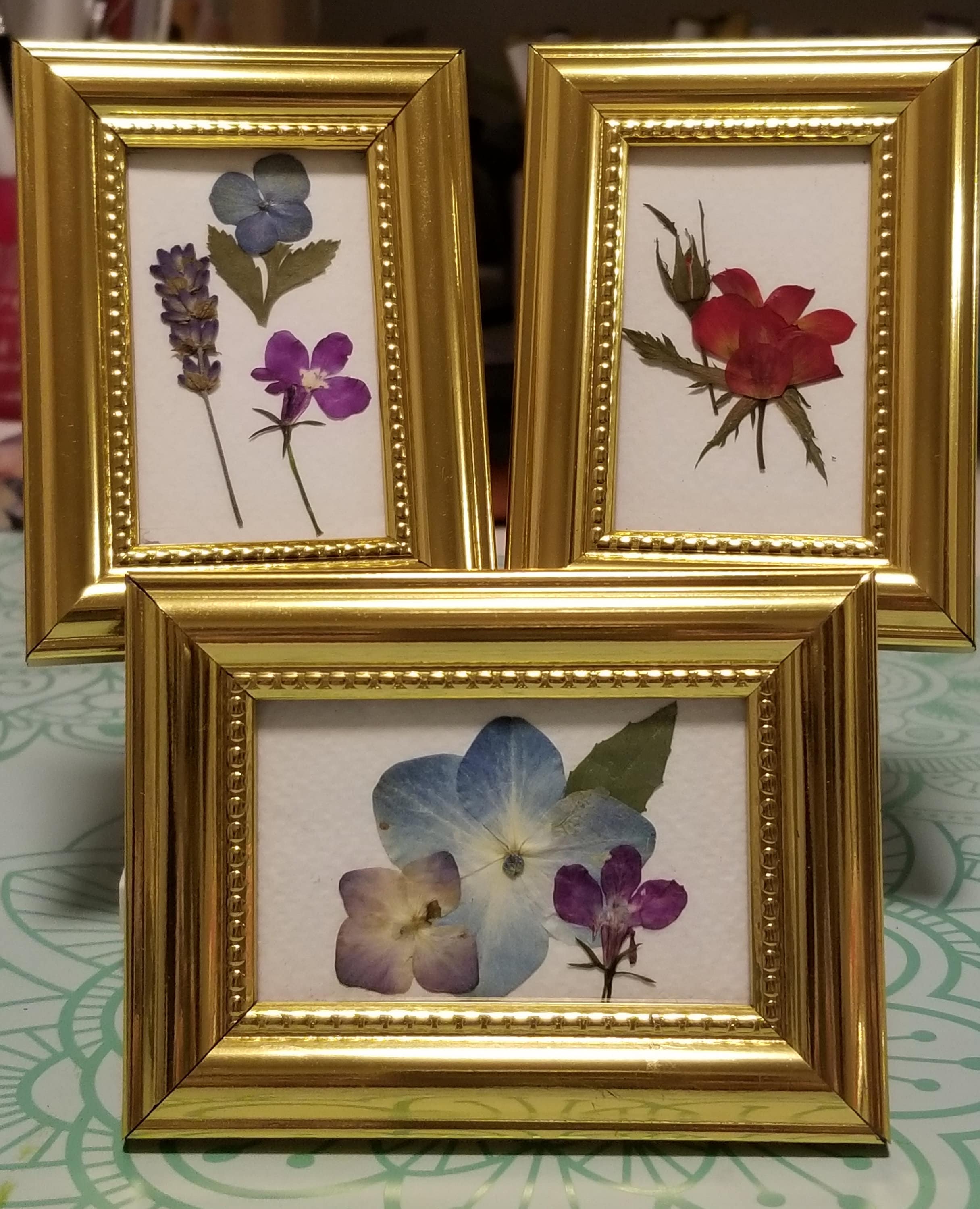 Pressed wildflowers framed. Cottagecore decor table frame.