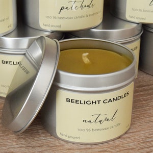 4 Oz Beeswax Candle  in Tin - Homemade Survival Beeswax Container Candle - Bushcraft Candle -Travel Candle - Camping Gear - Homemade Candle