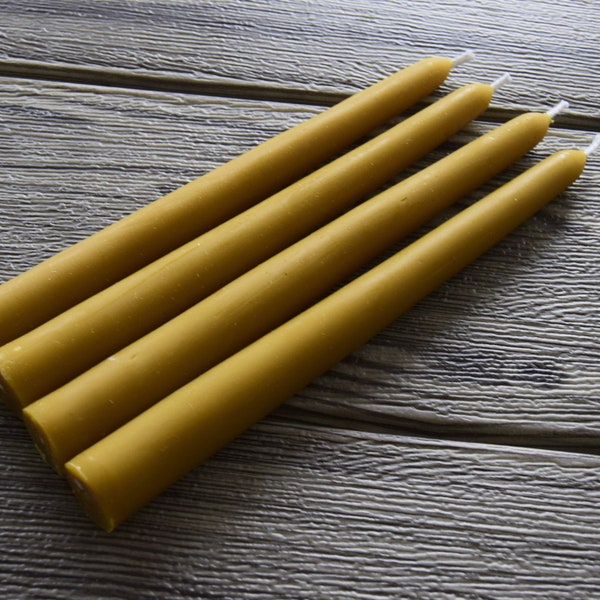 4 x Handmade Beeswax Dripless Taper Candles - 4 Dinner candle sticks - Homemade - Candlestick - Advent Candles - Seasonal Decor