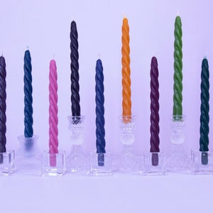 Handmade Beeswax Twist Candle – Natural Colored Taper, Minimalist Decor