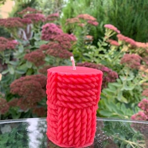 Handmade Pink Beeswax Pillar Candle – Unscented Candle - Dye beeswax Candle - Cozy Candle - Homemade Candle - Christmas Candle