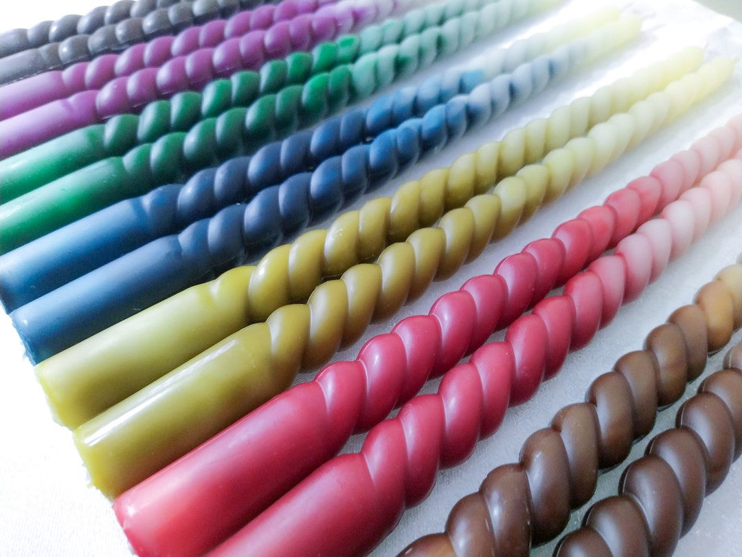 2 X 11 Ombre Candles Spiral Marble Beeswax Taper Candles Homemade