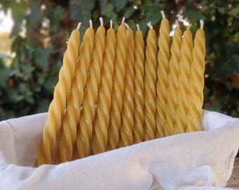 12 x Eucalyptus Beeswax Scented Candles - 12 Spiral Candles - Twisted Taper Candle - Eucalyptus Essential Oil - Aromatherapy candle