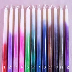 10 Ombre Beeswax Taper Candle Stick Homemade Candle Modern Decorative Candle Dinner candle Marble Ombre Home Decor Dip dye Candle image 2